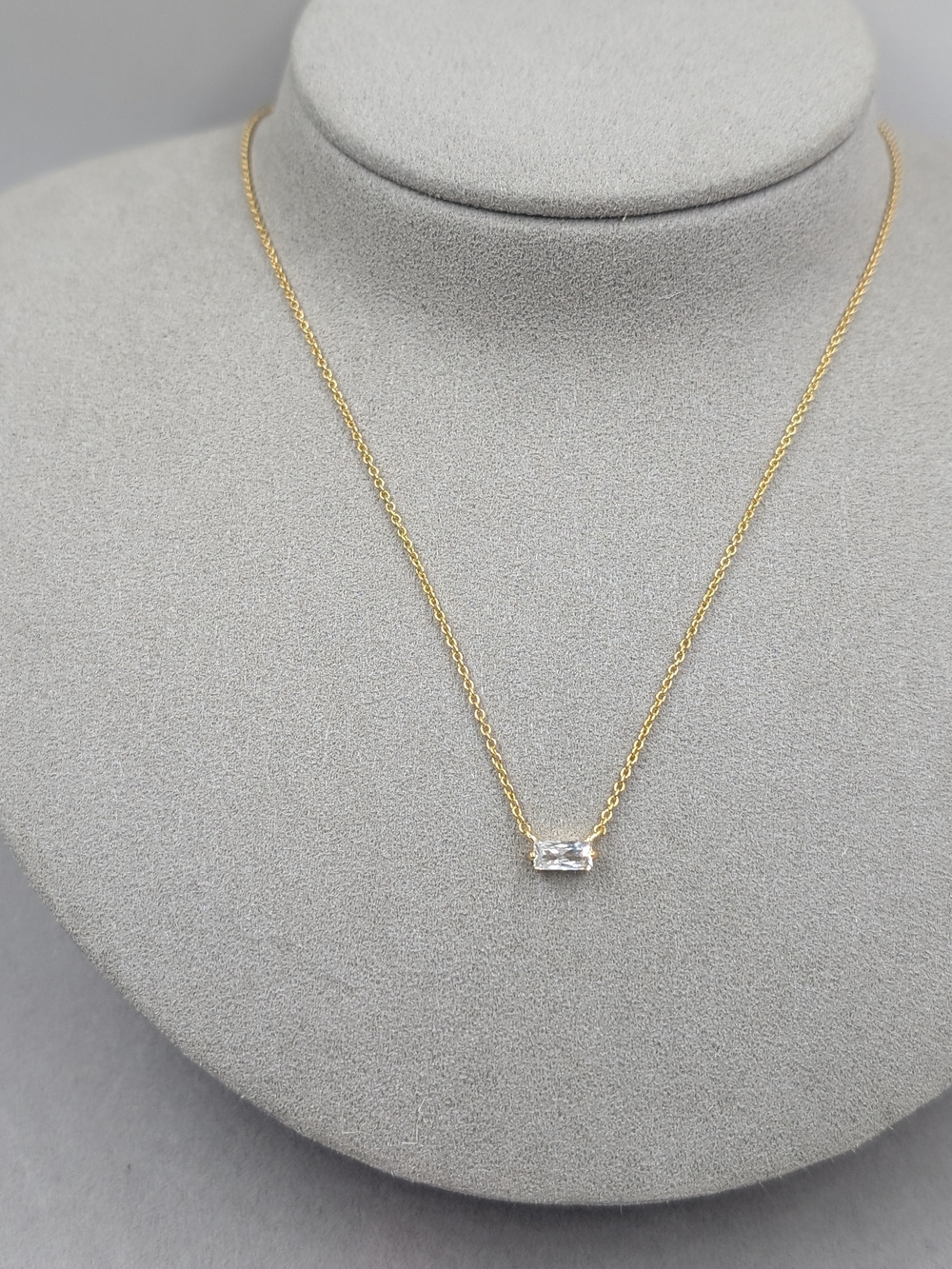 gorjana Amara Solitaire White CZ Gold Necklace Dainty Minimalist | M227
